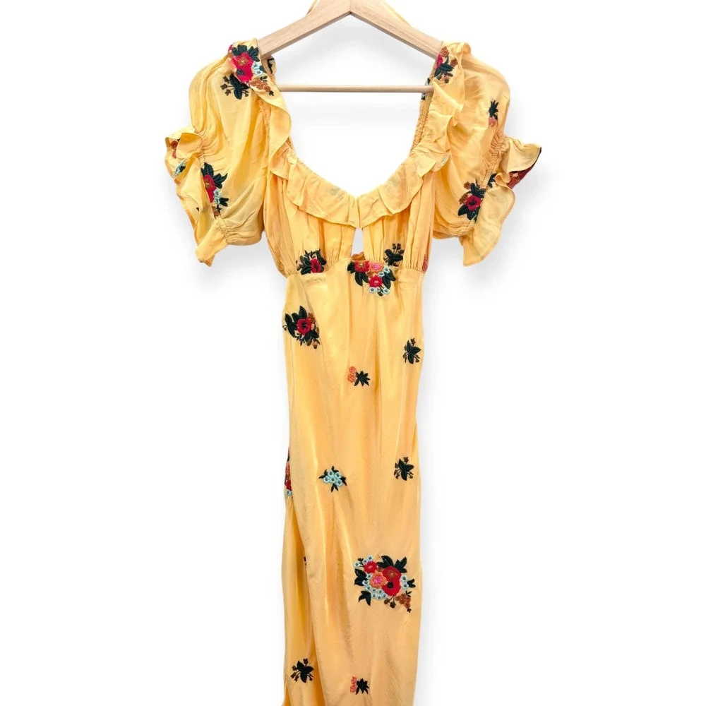 NWT‎ Free People Bali Santa Cruz Ruffle Dress Maxi - Size Medium